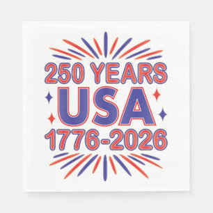 250 Years USA   1776–2026 Semiquincentennial Napkins