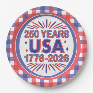 250 Years USA   1776–2026 Semiquincentennial Paper Plates