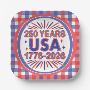 250 Years USA   1776–2026 Semiquincentennial Paper Plates