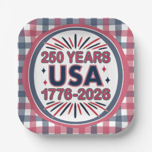 250 Years USA   1776–2026 Semiquincentennial Paper Plates