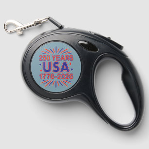 250 Years USA 1776–2026 Semiquincentennial Retractable Pet Leash
