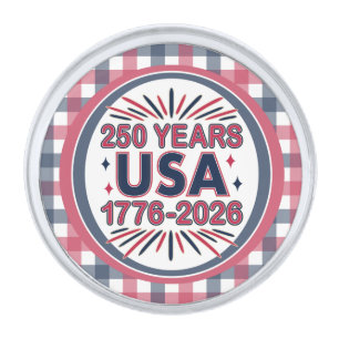 250 Years USA   1776–2026 Semiquincentennial Silver Finish Lapel Pin
