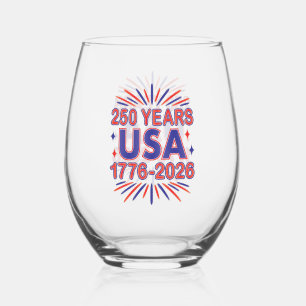 250 Years USA   1776–2026 Semiquincentennial Stemless Wine Glass