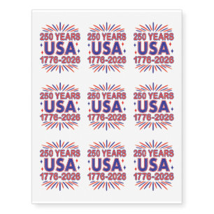 250 Years USA   1776–2026 Semiquincentennial Temporary Tattoos