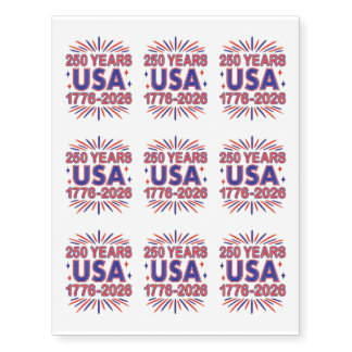 250 Years USA | 1776–2026 Semiquincentennial Temporary Tattoos