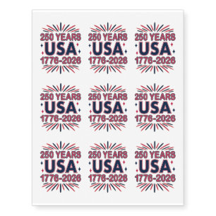 250 Years USA   1776–2026 Semiquincentennial Temporary Tattoos