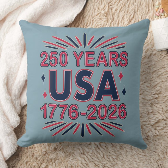 250 Years USA | 1776–2026 Semiquincentennial Throw Pillow (Blanket)