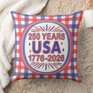 250 Years USA   1776–2026 Semiquincentennial Throw Pillow