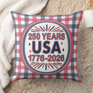 250 Years USA 1776–2026 Semiquincentennial Throw Pillow