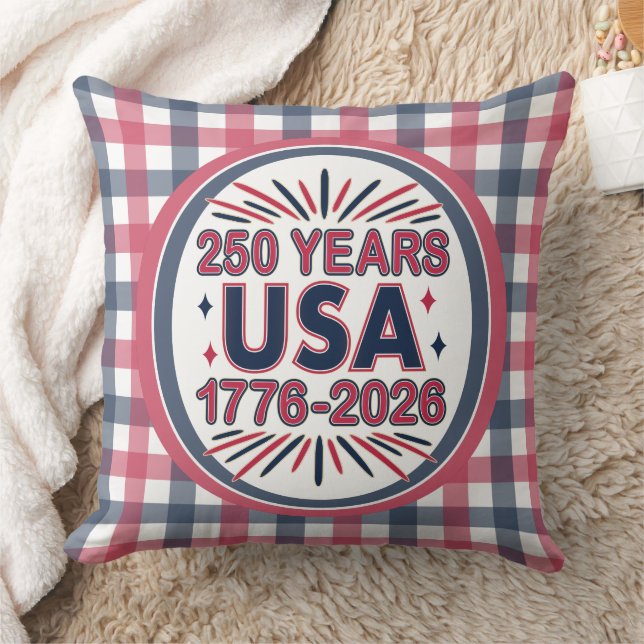 250 Years USA | 1776–2026 Semiquincentennial Throw Pillow (Blanket)
