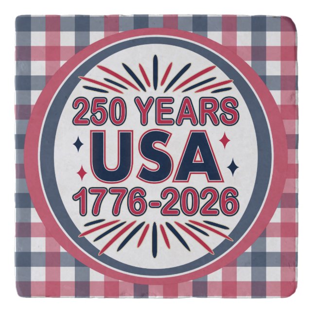 250 Years USA | 1776–2026 Semiquincentennial Trivet (Front)