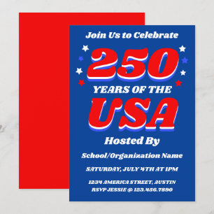 250 Years USA Party Customizable Patriotic Invitation