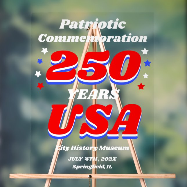 250 Years USA Patriotic Commemoration Acrylic Sign (Neutral)