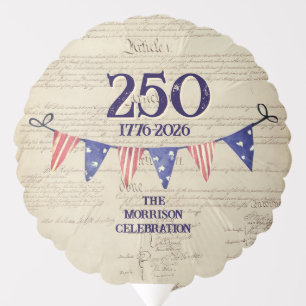 250th 4th of July Vintage Patriotic USA Party Balloon