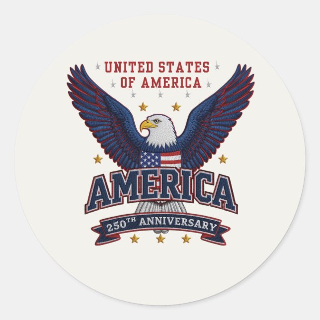 250th America Anniversary  Classic Round Sticker (Front)