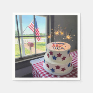 250th American Birthday Cake Napkins