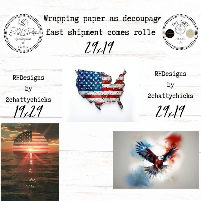 250th American Celebration Flag Eagle Decoupage Wrapping Paper Sheets (Creator Uploaded)