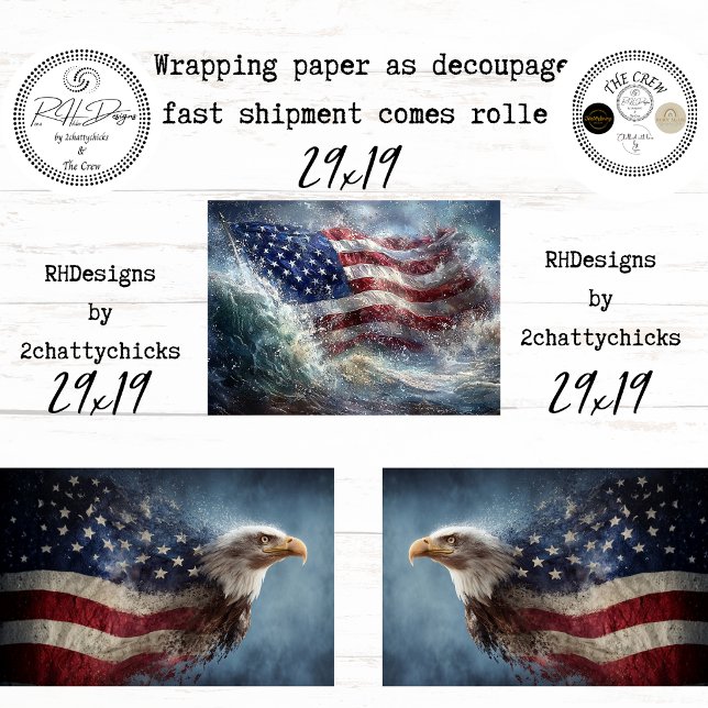 250th Americana Flag Eagle Celebration Decoupage  Wrapping Paper Sheets (Creator Uploaded)