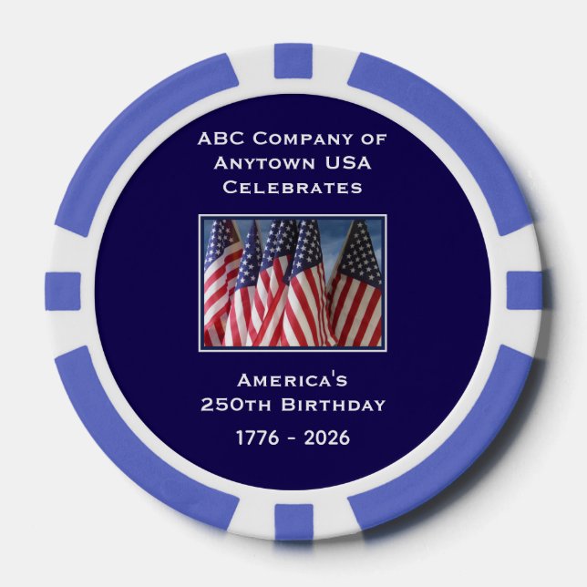 250th Anniversary 1776 to 2026 USA America Poker Chips (Front)