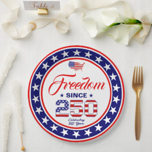 250th Anniversary 4th of July American Flag Paper Plates