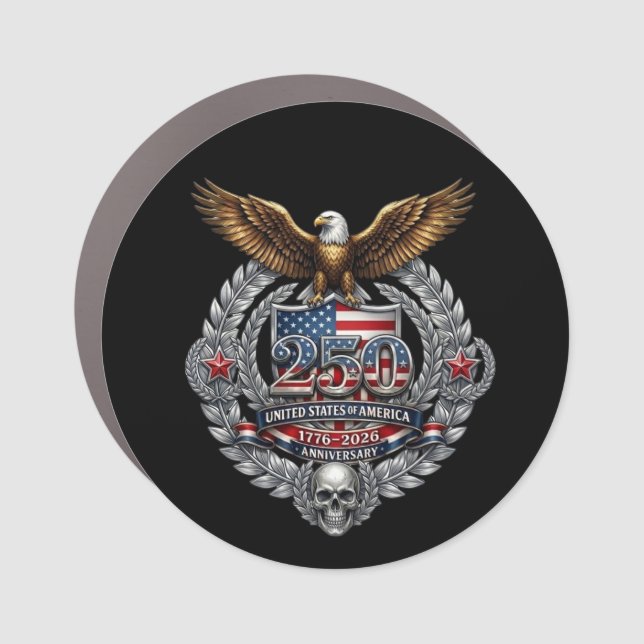 250th Anniversary 4th of July – Eagle Skull Car Magnet (Front)
