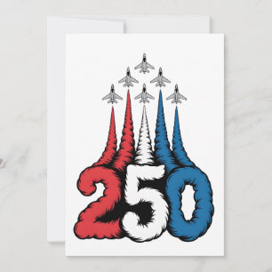 250th Anniversary 4th Of July Jet Patriotic Invitation