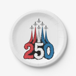 250th Anniversary 4th Of July Jet Patriotic Paper Plates
