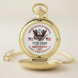 250th Anniversary 4th of July – Vintage Patriotic  Pocket Watch