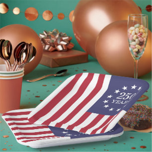 250th Anniversary America Patriotic USA Independen Paper Plates
