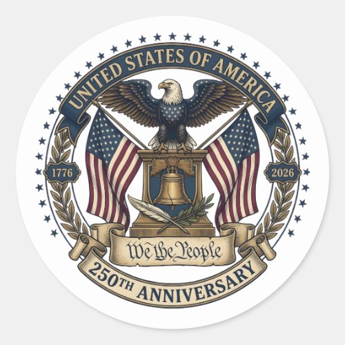 250th Anniversary American Eagle Classic Round Sticker