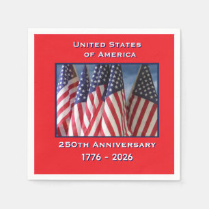 250th Anniversary Birthday USA Flags Paper Napkins