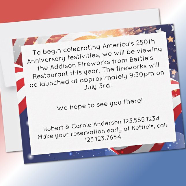 250th Anniversary Budget Save the Date July 3rd Note Card (Creator Uploaded)