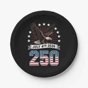 250th Anniversary Patriotic 4th Of July 1776 2026 Paper Plates
