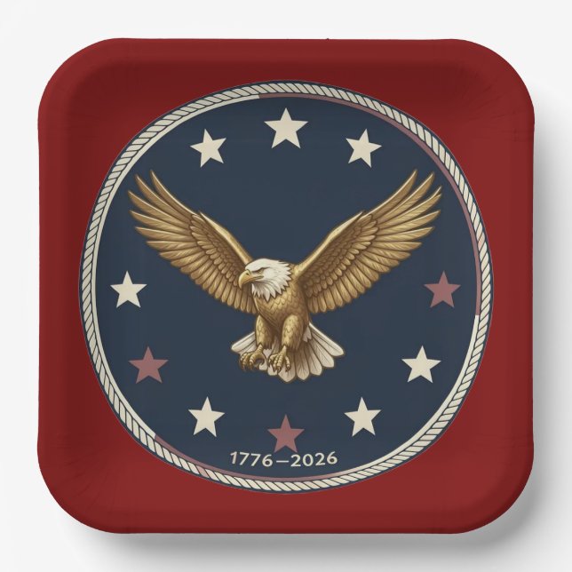 250th Anniversary Patriotic Eagle Paper Plates (Front)