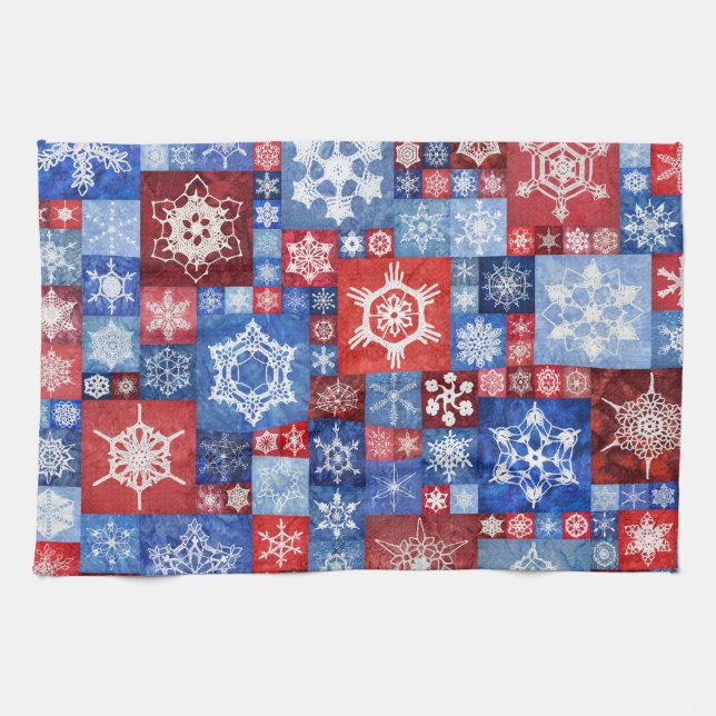 250th Anniversary Snowflake Collage Kitchen Towel (Horizontal)