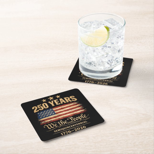 250th anniversary square paper coaster (Insitu)