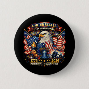 250th Anniversary USA 1776–2026 American Heritage Button