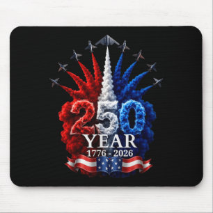 250th Anniversary Usa 1776-2026 Patriotic Jet 4th Mouse Pad