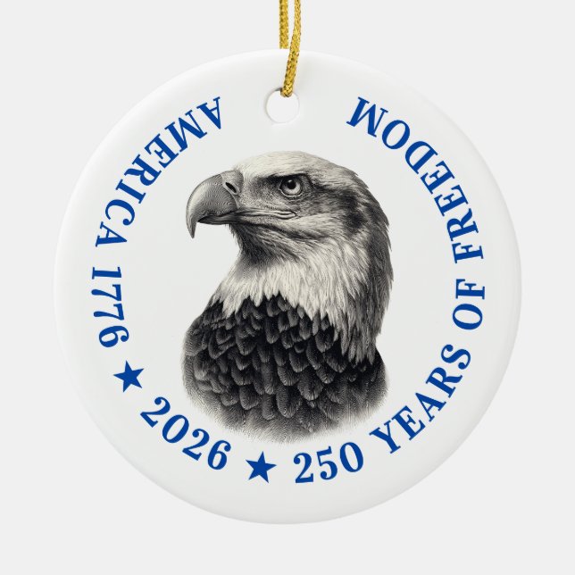 250th Anniversary USA 2026 Bald Eagle  Ceramic Ornament (Front)