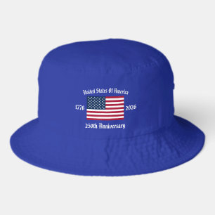 250th Anniversary USA 4th Of July Blue Bucket Hat