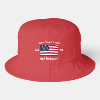 250th Anniversary USA 4th Of July Red Bucket Hat