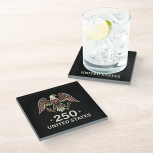 250th Anniversary USA Eagle Emblem United States Glass Coaster
