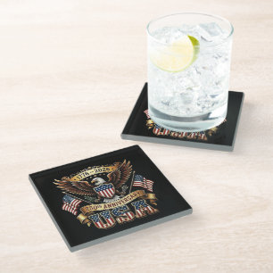 250th Anniversary USA Flag 250 Years American Glass Coaster