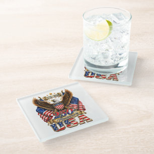 250th Anniversary USA Flag 250 Years American Glass Coaster