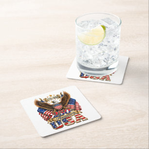 250th Anniversary USA Flag 250 Years American Square Paper Coaster