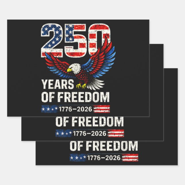 250th anniversary usa flag american wrapping paper sheets (Set)
