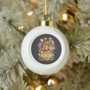 250th Anniversary USA Independence Celebration Ceramic Ball Christmas Ornament