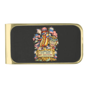250th Anniversary USA Independence Celebration Gold Finish Money Clip