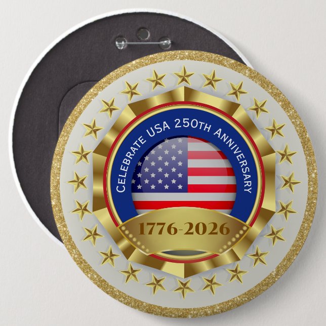 250th Anniversary USA Patriotic | 1776–2026 Button (Front & Back)