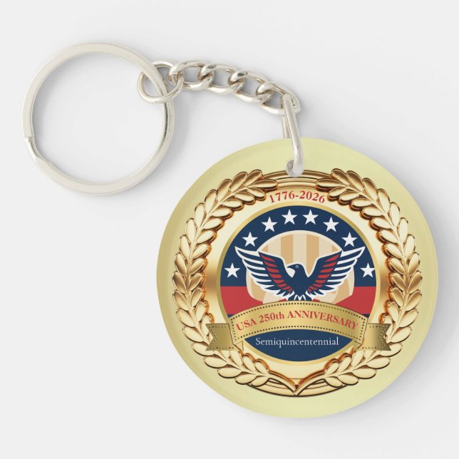 250th Anniversary USA Patriotic | 1776–2026 Button Keychain (Front)